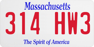 MA license plate 314HW3
