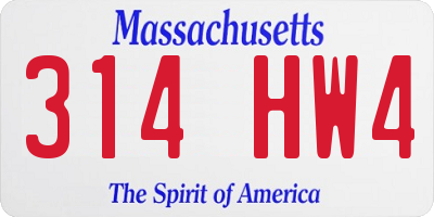 MA license plate 314HW4