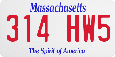 MA license plate 314HW5