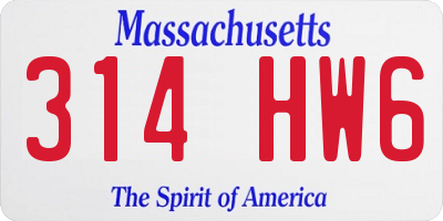 MA license plate 314HW6
