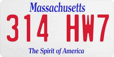 MA license plate 314HW7