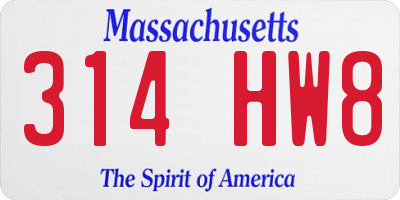 MA license plate 314HW8