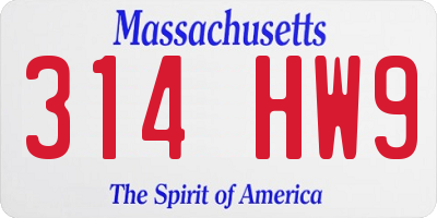 MA license plate 314HW9