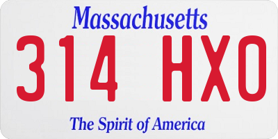 MA license plate 314HX0