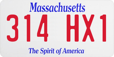 MA license plate 314HX1