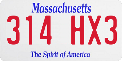 MA license plate 314HX3