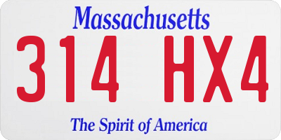 MA license plate 314HX4