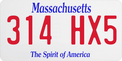MA license plate 314HX5