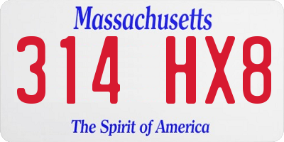MA license plate 314HX8