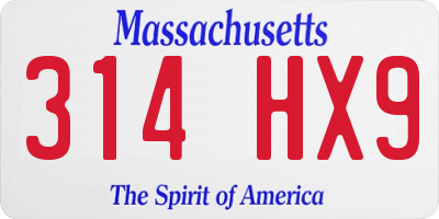 MA license plate 314HX9