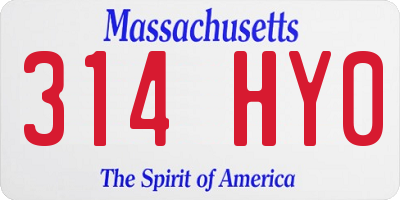 MA license plate 314HY0