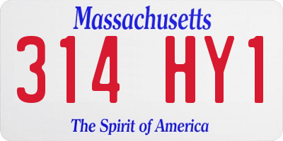 MA license plate 314HY1