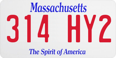 MA license plate 314HY2