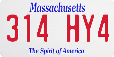 MA license plate 314HY4
