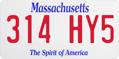 MA license plate 314HY5