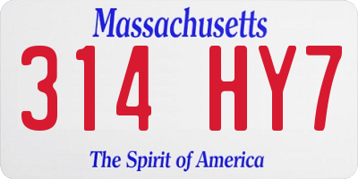 MA license plate 314HY7