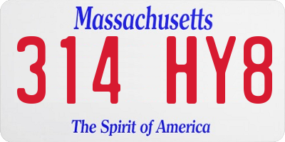 MA license plate 314HY8
