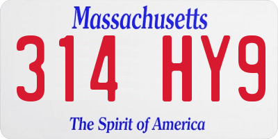 MA license plate 314HY9