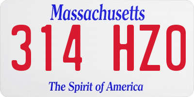 MA license plate 314HZ0