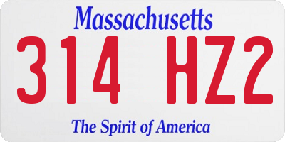 MA license plate 314HZ2