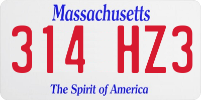 MA license plate 314HZ3