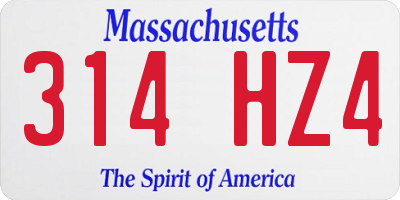 MA license plate 314HZ4