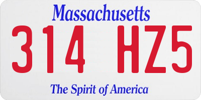 MA license plate 314HZ5