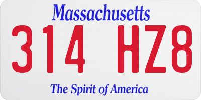 MA license plate 314HZ8