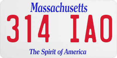 MA license plate 314IA0