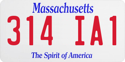 MA license plate 314IA1