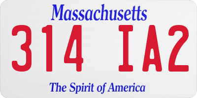 MA license plate 314IA2