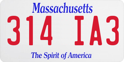 MA license plate 314IA3