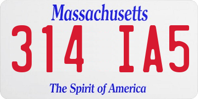 MA license plate 314IA5