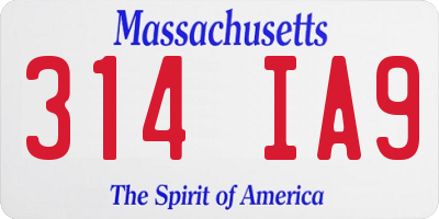 MA license plate 314IA9