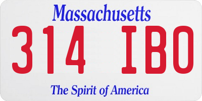 MA license plate 314IB0