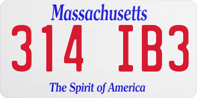 MA license plate 314IB3