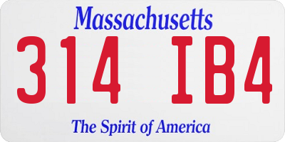 MA license plate 314IB4