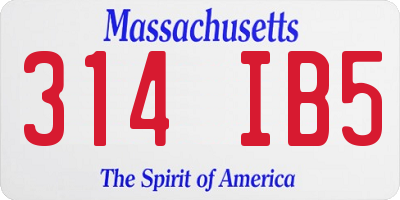 MA license plate 314IB5