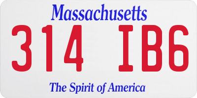 MA license plate 314IB6