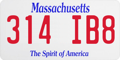 MA license plate 314IB8