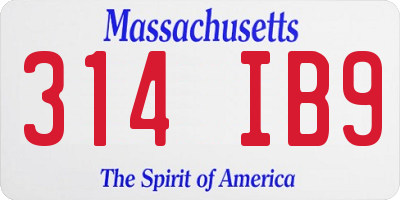 MA license plate 314IB9