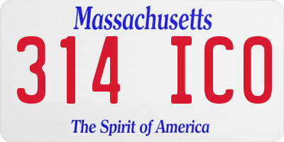 MA license plate 314IC0