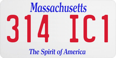 MA license plate 314IC1