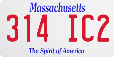 MA license plate 314IC2