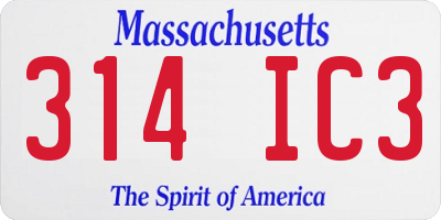 MA license plate 314IC3