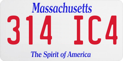 MA license plate 314IC4