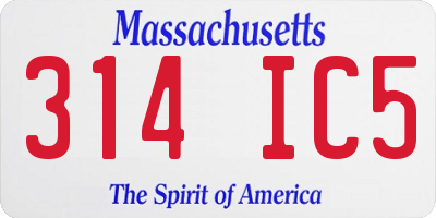 MA license plate 314IC5