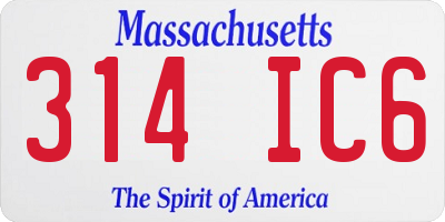 MA license plate 314IC6