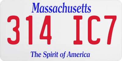 MA license plate 314IC7
