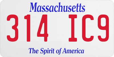 MA license plate 314IC9